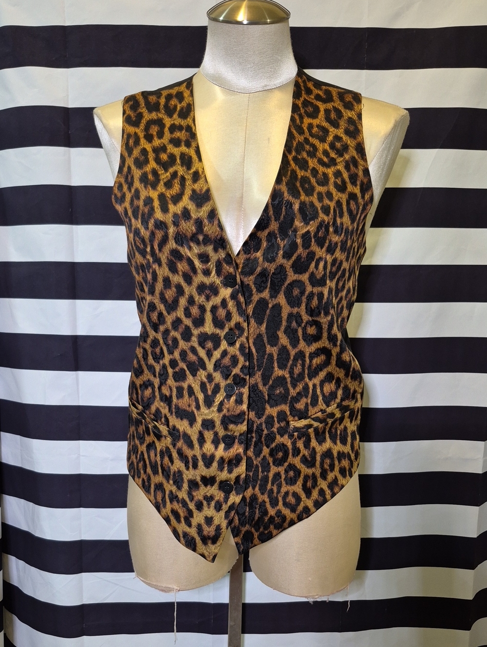 Vintage Leopard Print Sleeveless Vest - Women's Brown/Black Animal Print Top